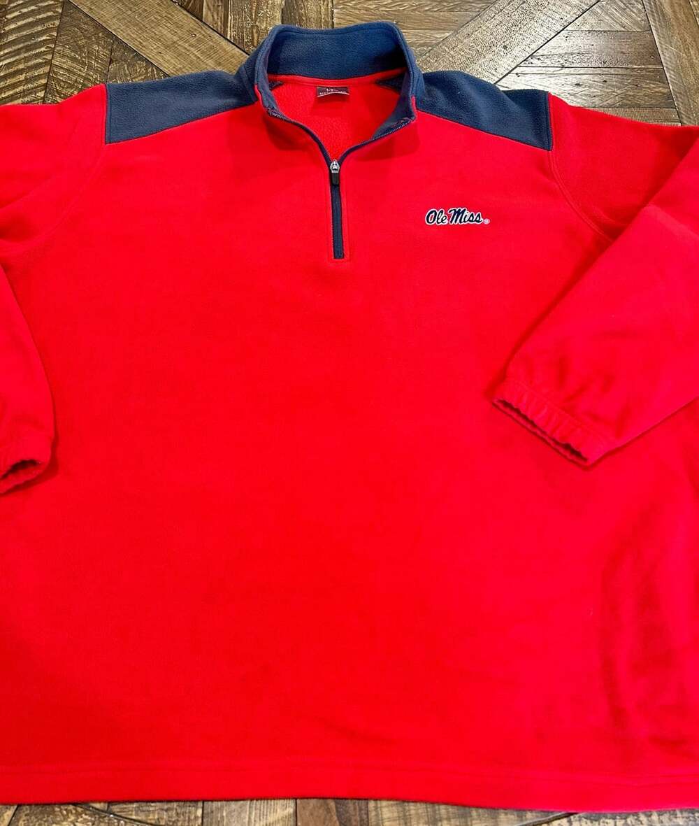 Knights Apparel Ole Miss Size 2XL/2XG Red Quarter-Zip Fleece Pullover